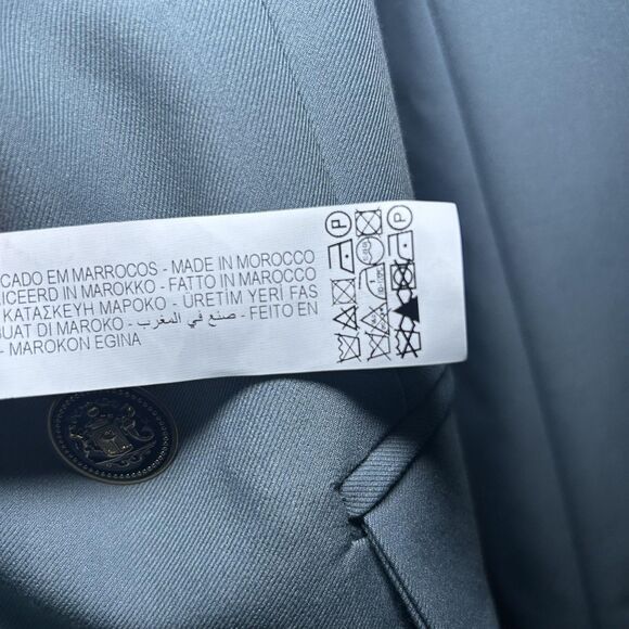 Zara Blazer Women's Medium Blue Double Breasted Gold Button Lined Jacket Career - Picture 7 of 9